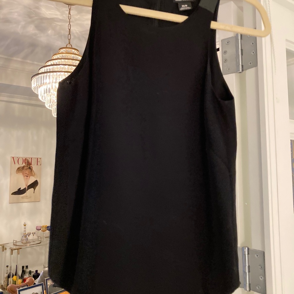Black top with leather trim